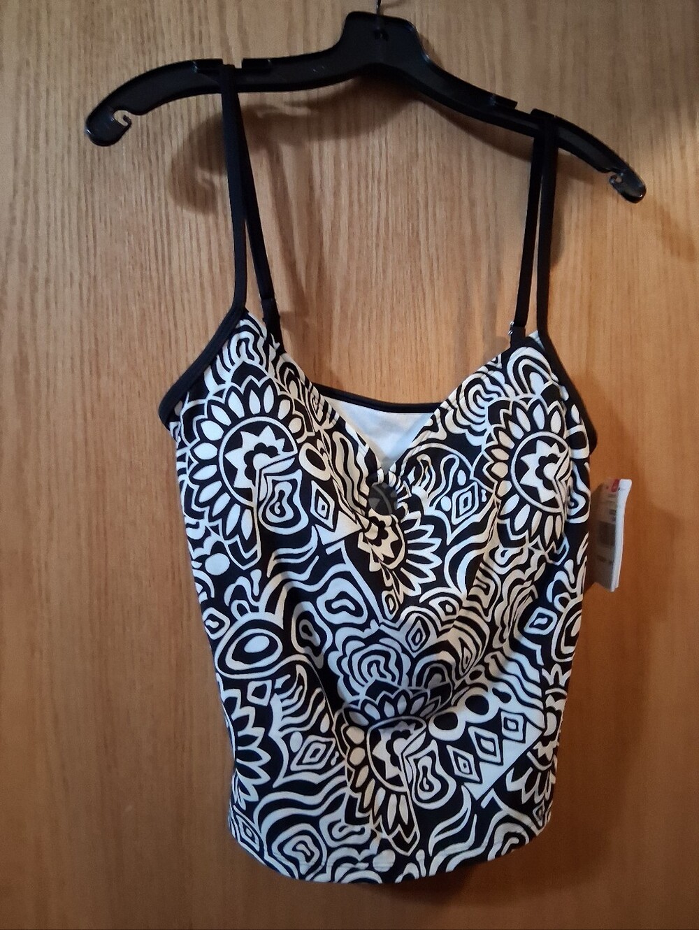 Speedo swim top (Size 14) black and white geometric/abstract pattern, c